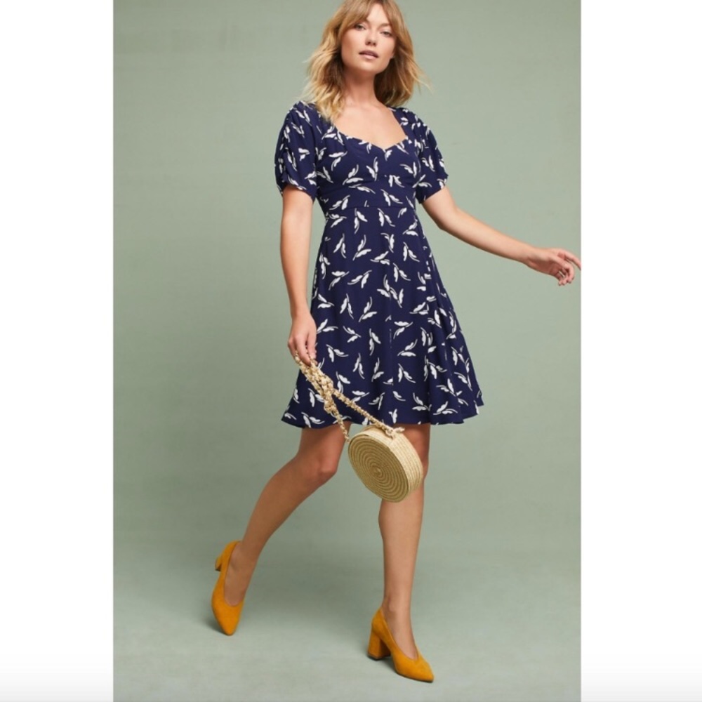 Maeve Dress Fern Navy Ruched Floral  6